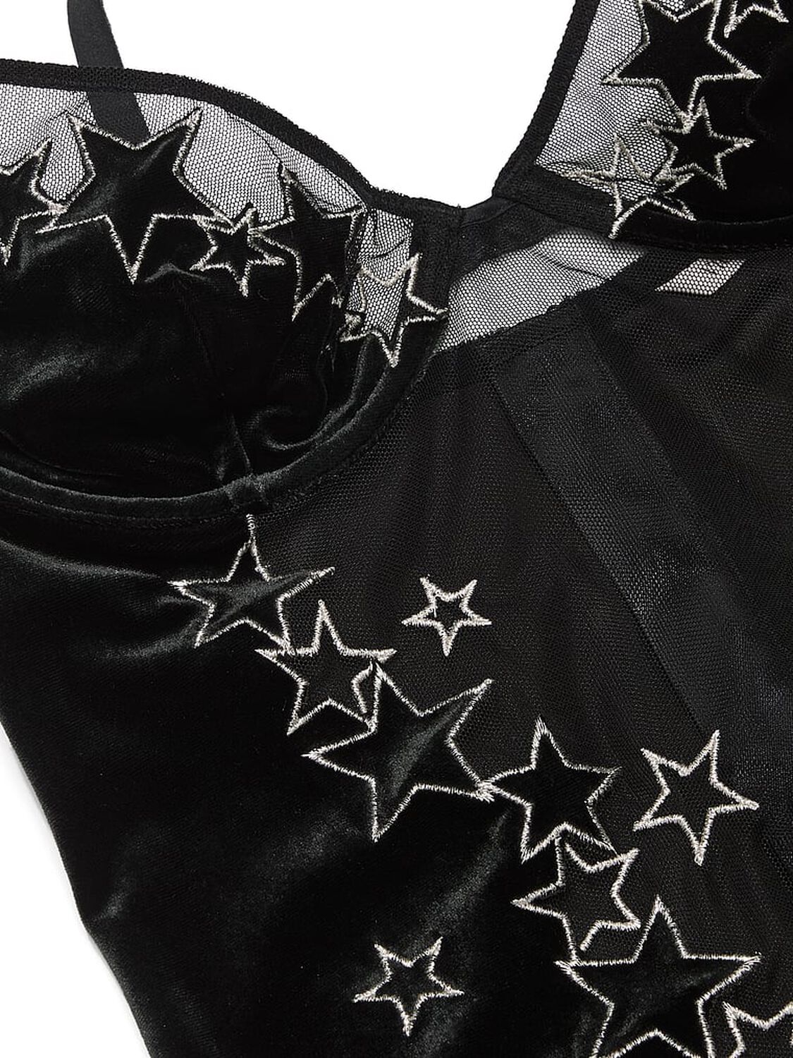 vs Very Sexy Starstruck Velvet Embellished Bodysuit Black 4 of 5 