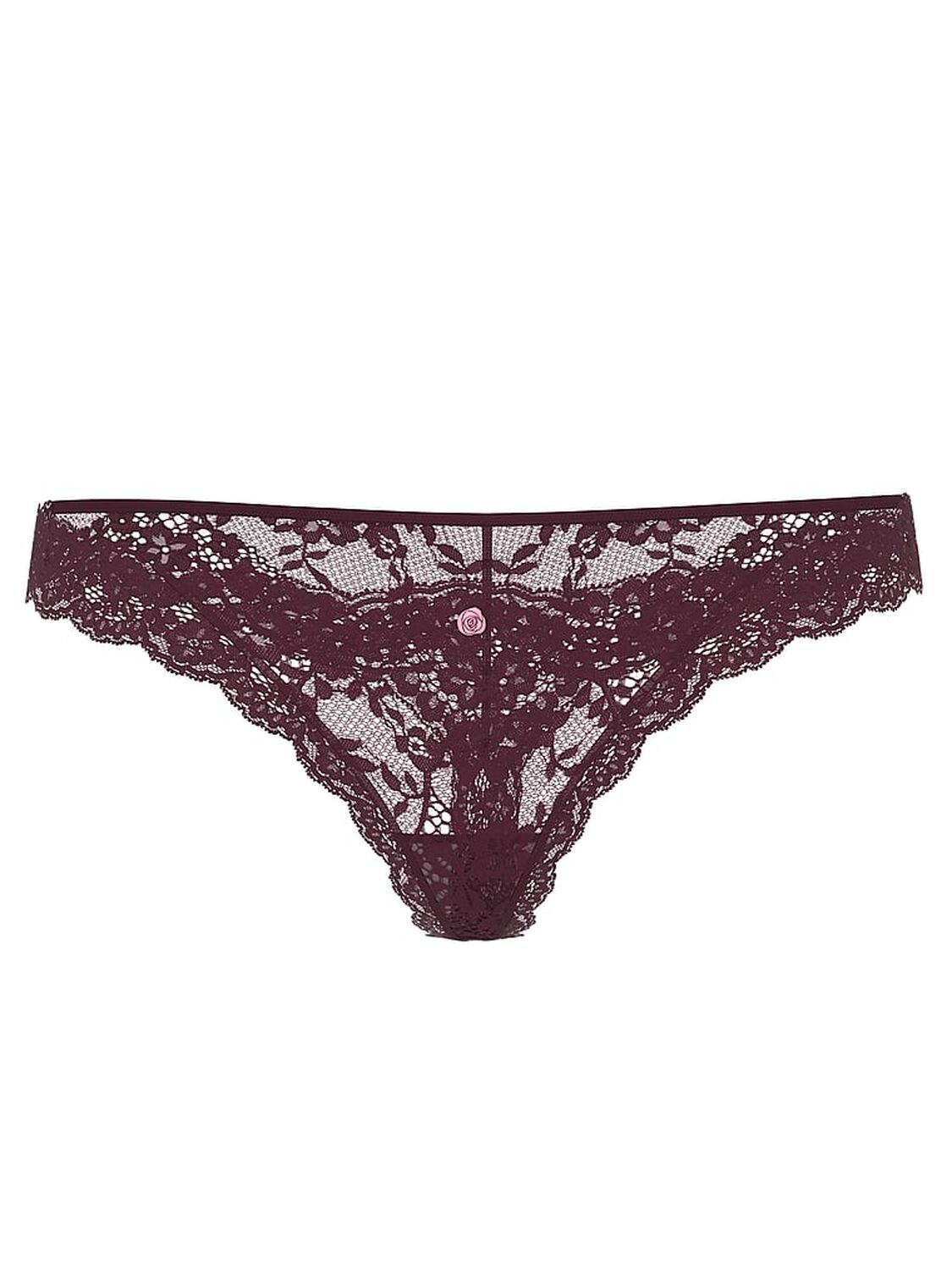 vs Dream Angels Lace Thong Panty Winter Wine 3 of 3 