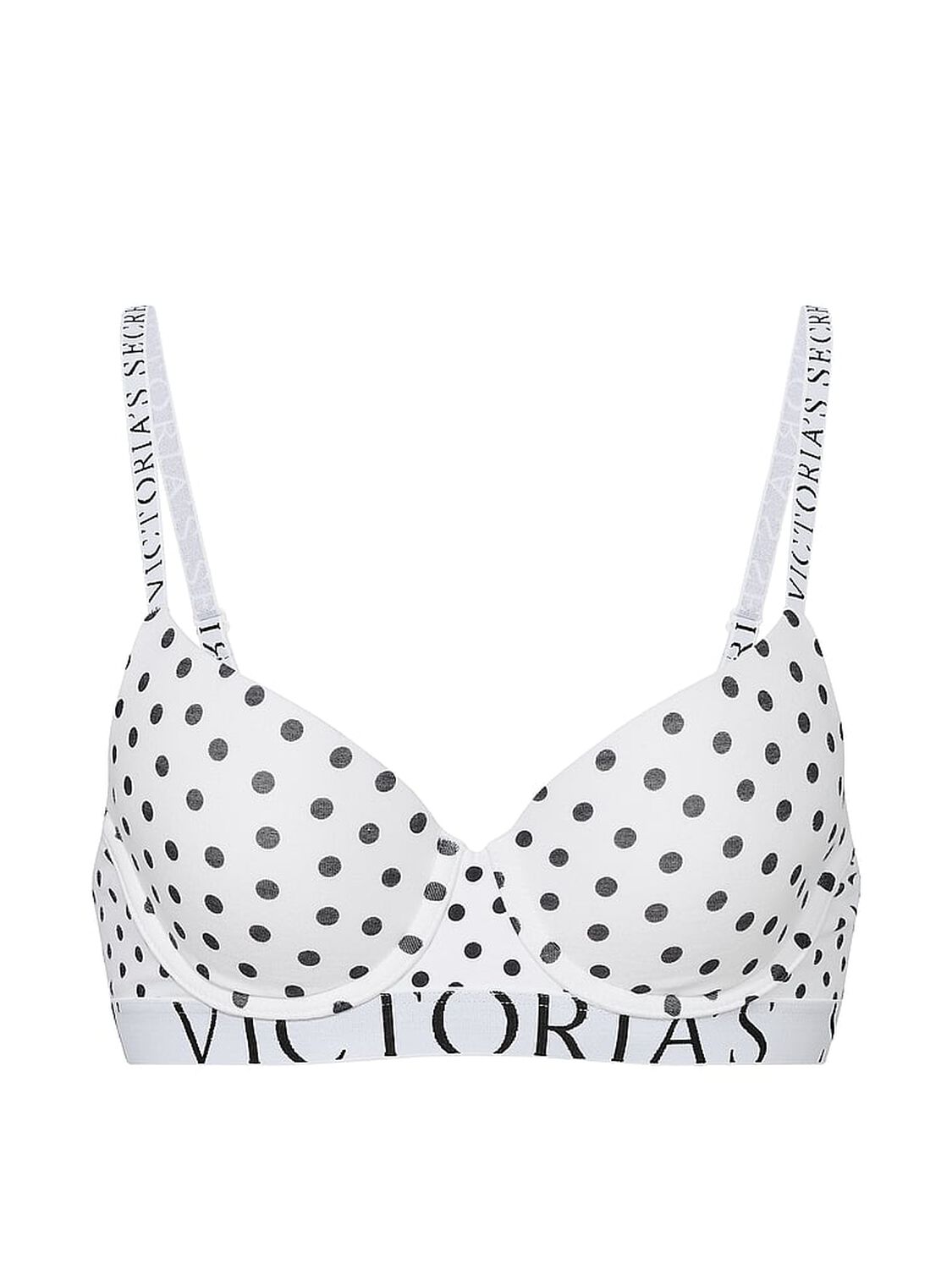 vs The T-Shirt Cotton Exploded Logo Lightly Lined Demi Bra White Dots 3 of 3 