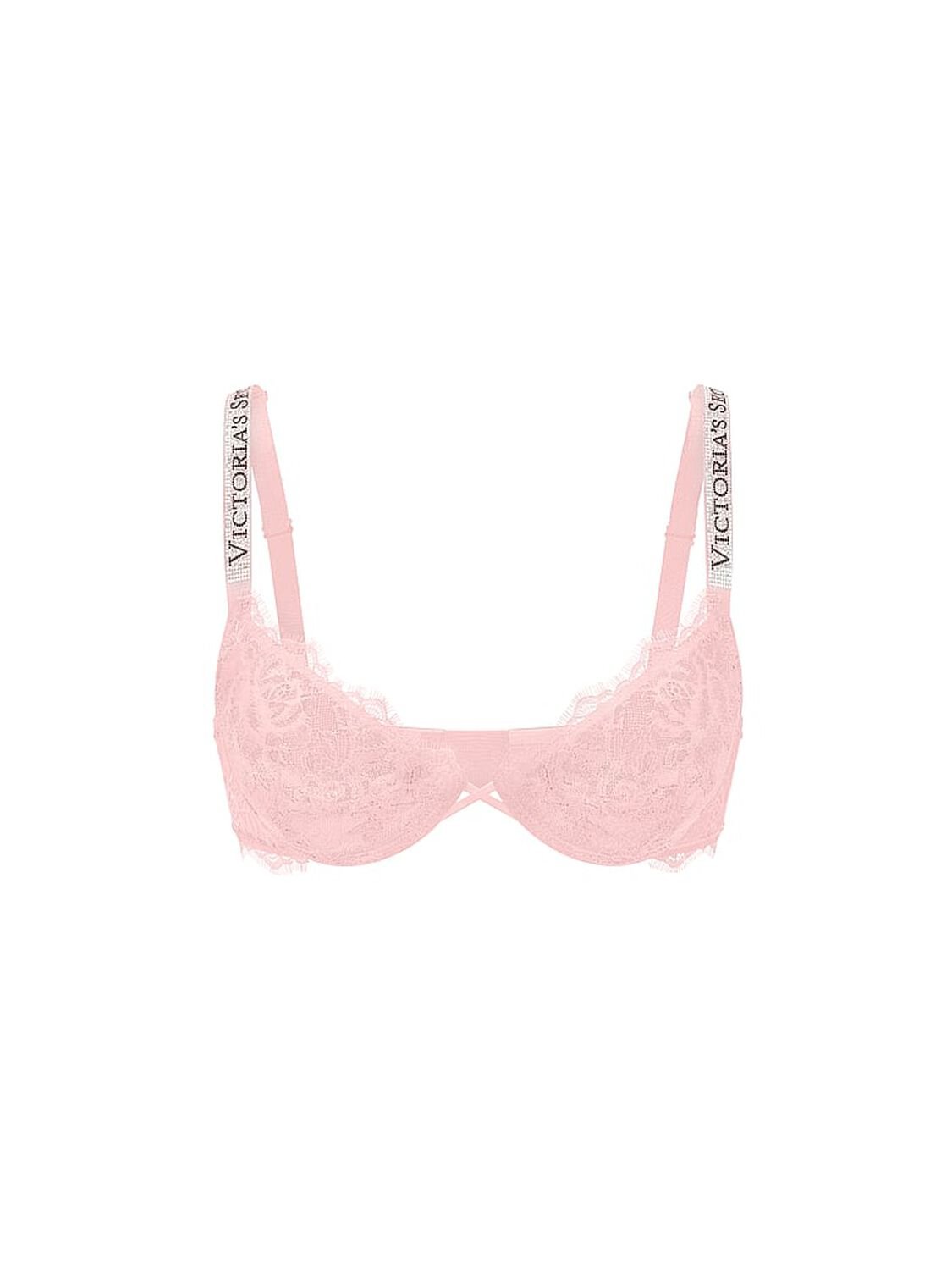 vs Very Sexy Bombshell Add-2-Cups Shine Strap Rose Lace Push-Up Bra Angel Pink 3 of 3 