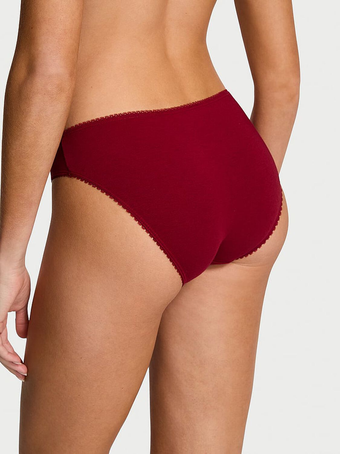 vs Victoria's Secret Stretch Cotton Sparkle Bikini Panty Red Lacquer Mistletoe 2 of 3 