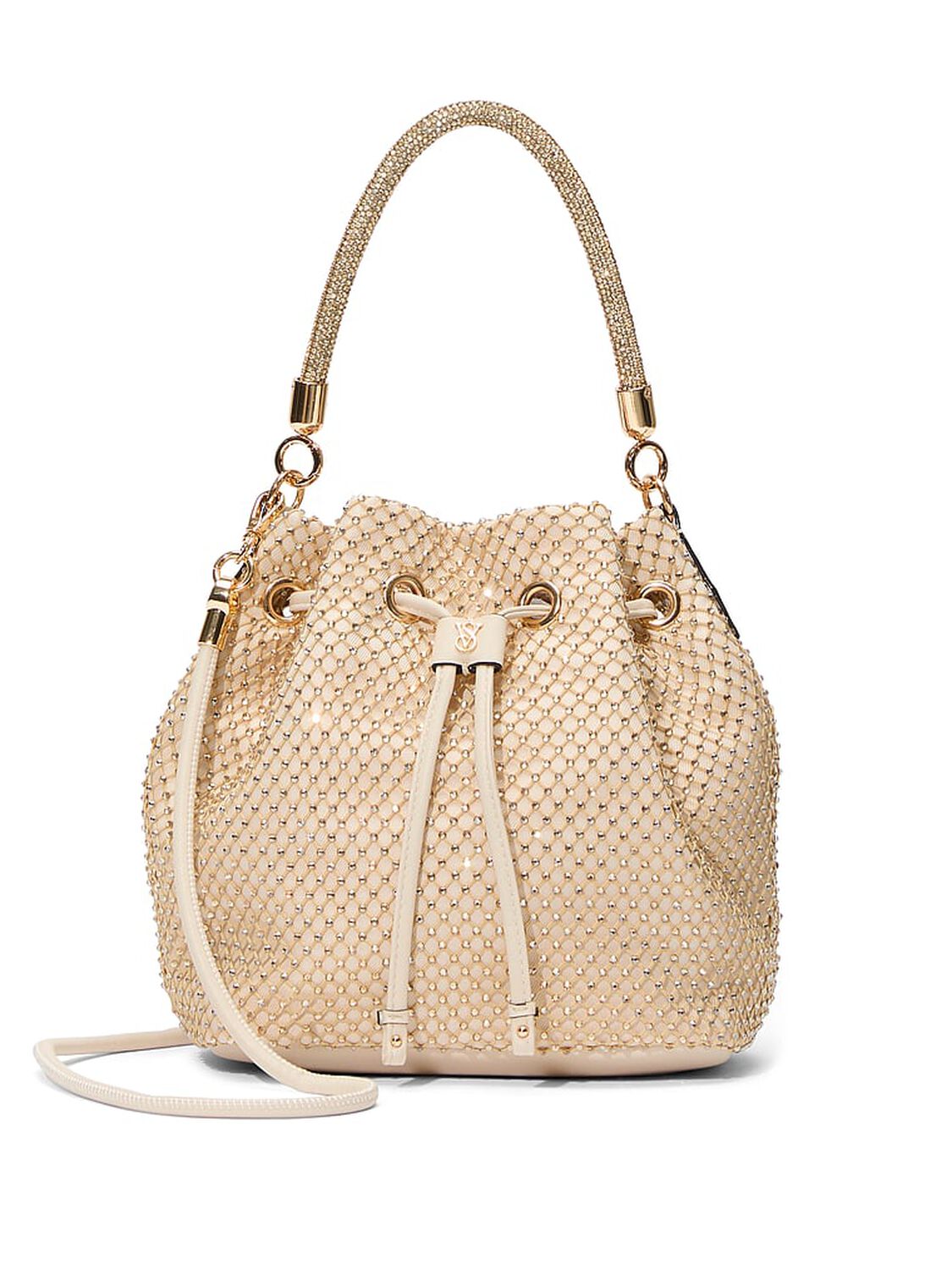 vs Victoria's Secret Mini Bucket Bag White Rhinestone Mesh 1 of 3 