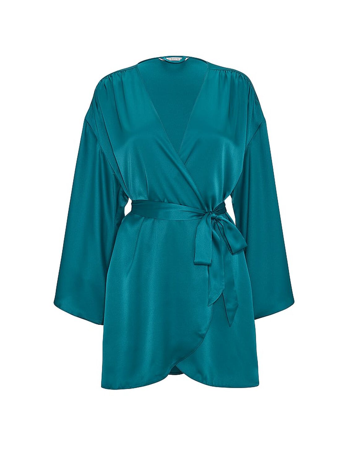 vs Victoria's Secret Satin Short Robe Aquarium Blue 3 of 3 