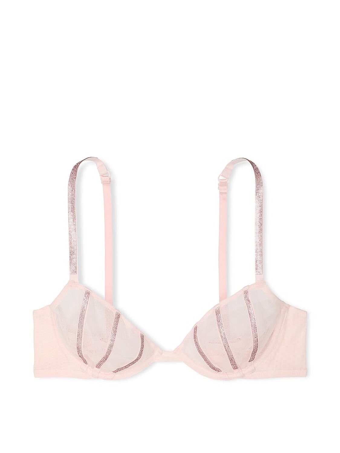 vs Very Sexy Sheer Shine Unlined Low-Cut Demi Bra Angel Pink 1 of 4 