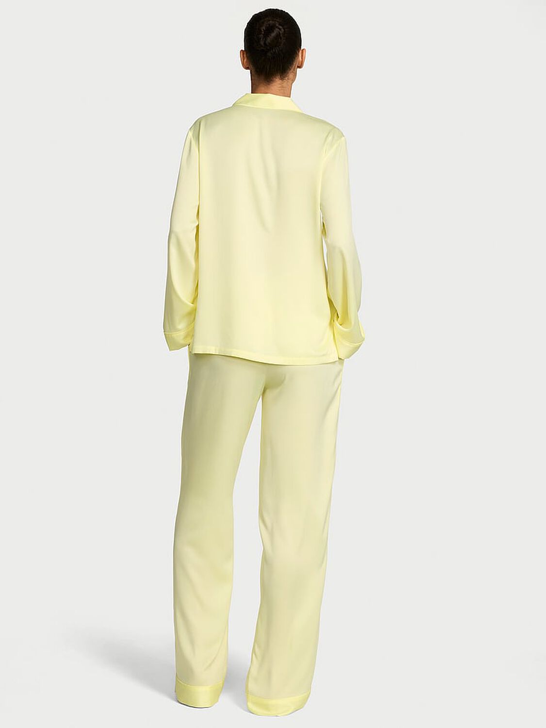 vs Victoria's Secret Signature Satin Long Pajama Set Lemonade 2 of 2 
