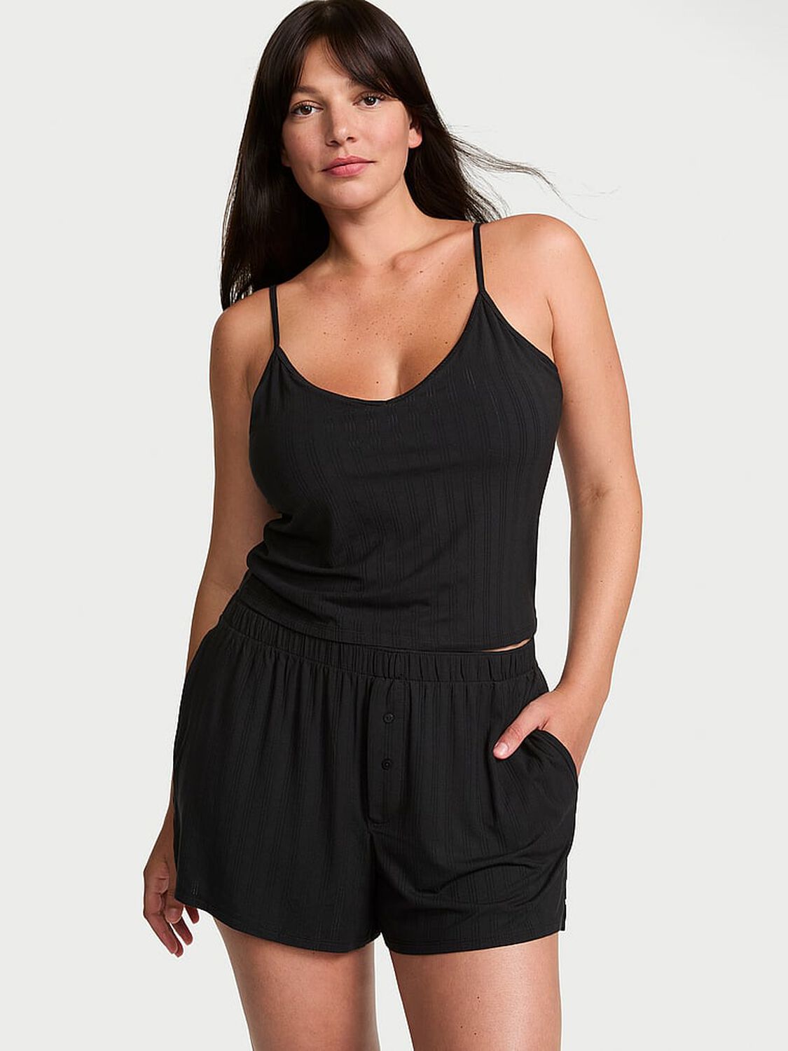 vs Victoria's Secret SoSoft&trade; Modal Ultra-Fine Cami & Short Set Black 1 of 2 