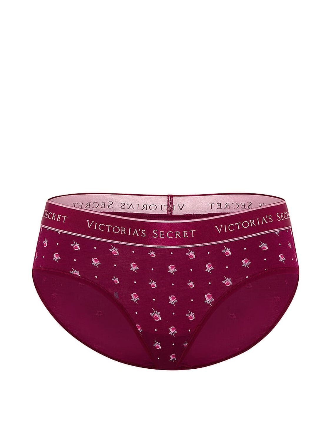 vs Cotton Logo Cotton Hiphugger Panty Vs Wine Dot Floral 3 of 3 