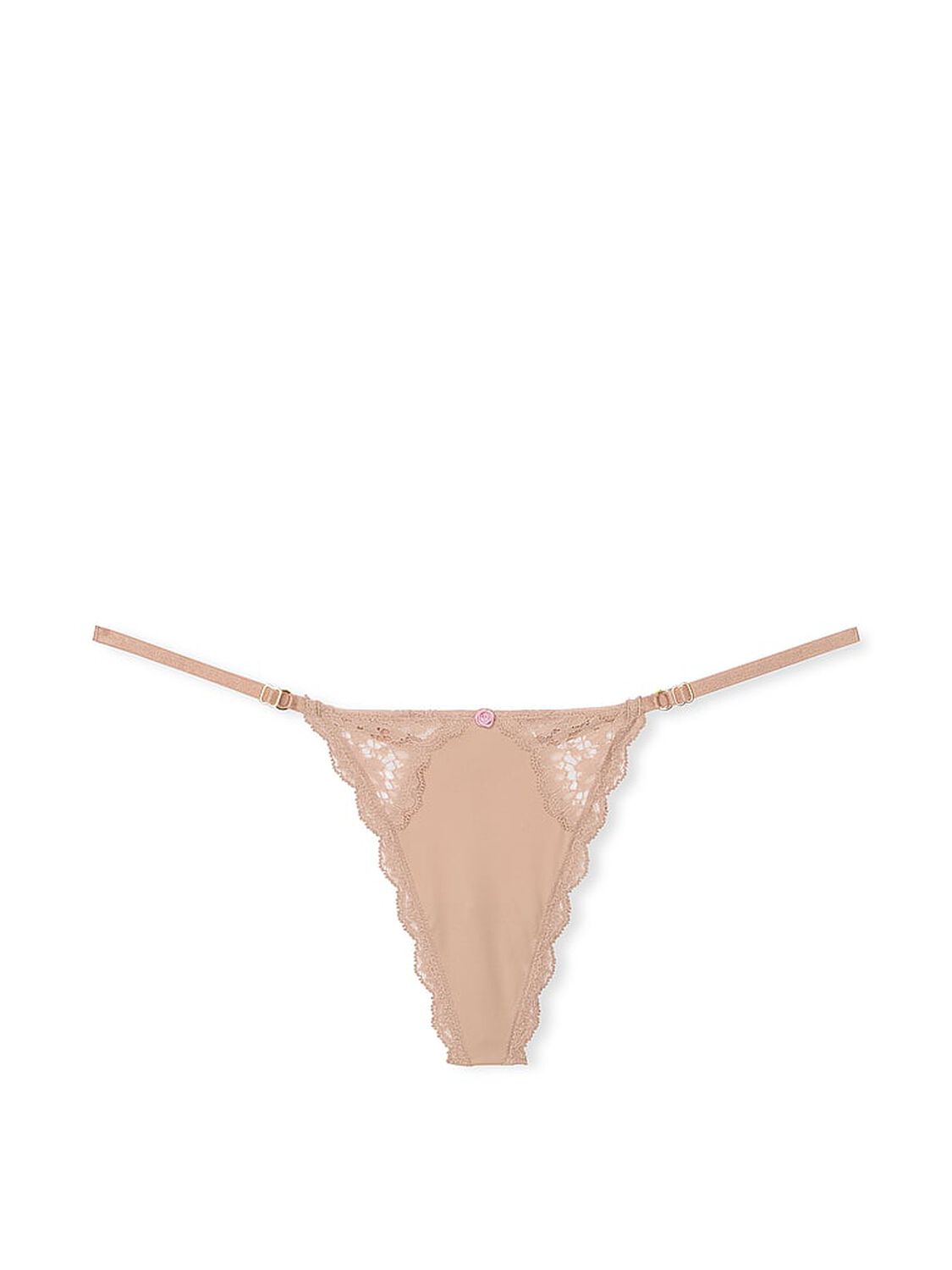 vs Dream Angels Lace-Trim Adjustable V-String Panty Praline 3 of 3 