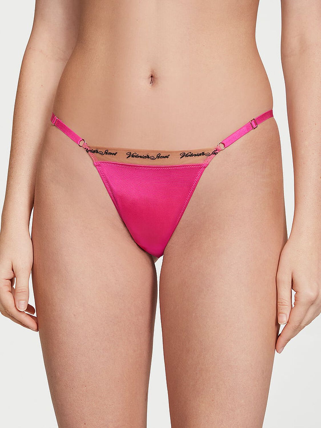 vs Very Sexy Logo Embroidery Adjustable Thong Panty Forever Pink 1 of 4 