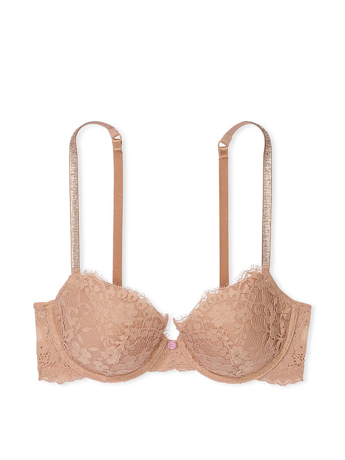 vs Dream Angels Twinkle Strap Lace Classic-Coverage Demi Bra Praline 3 of 4 