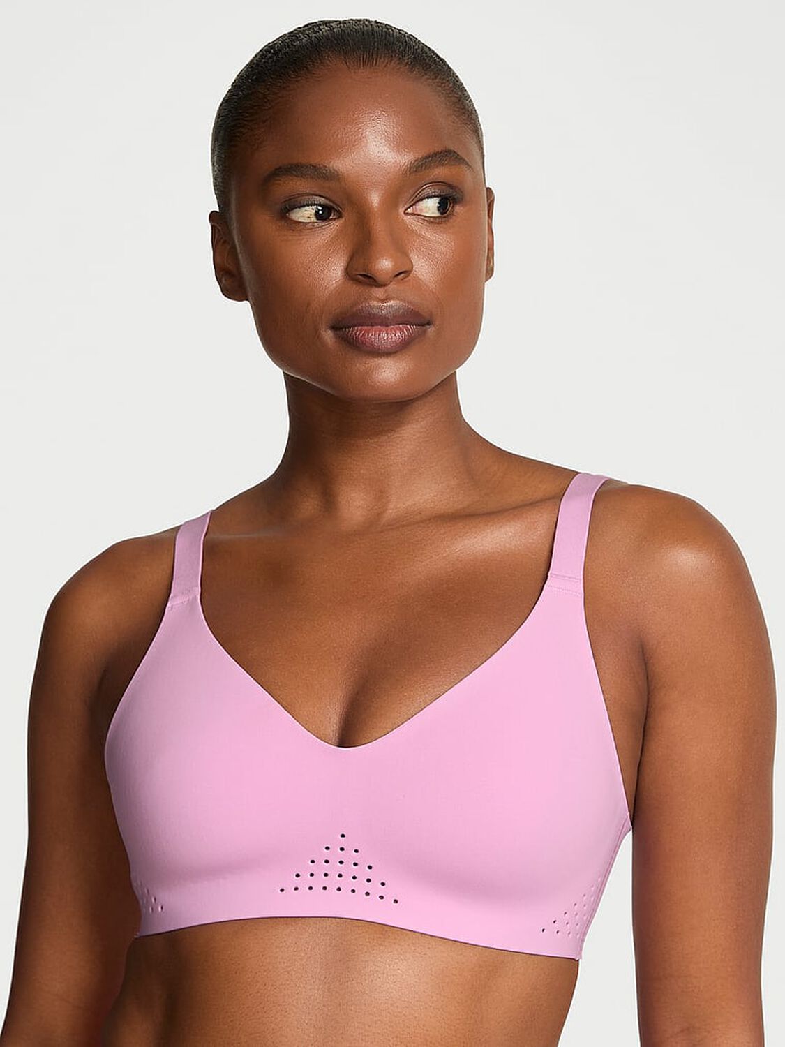 vs Vsx VSX Featherweight&trade; Medium V-Neck Sports Bra Bikini Pink 1 of 2 