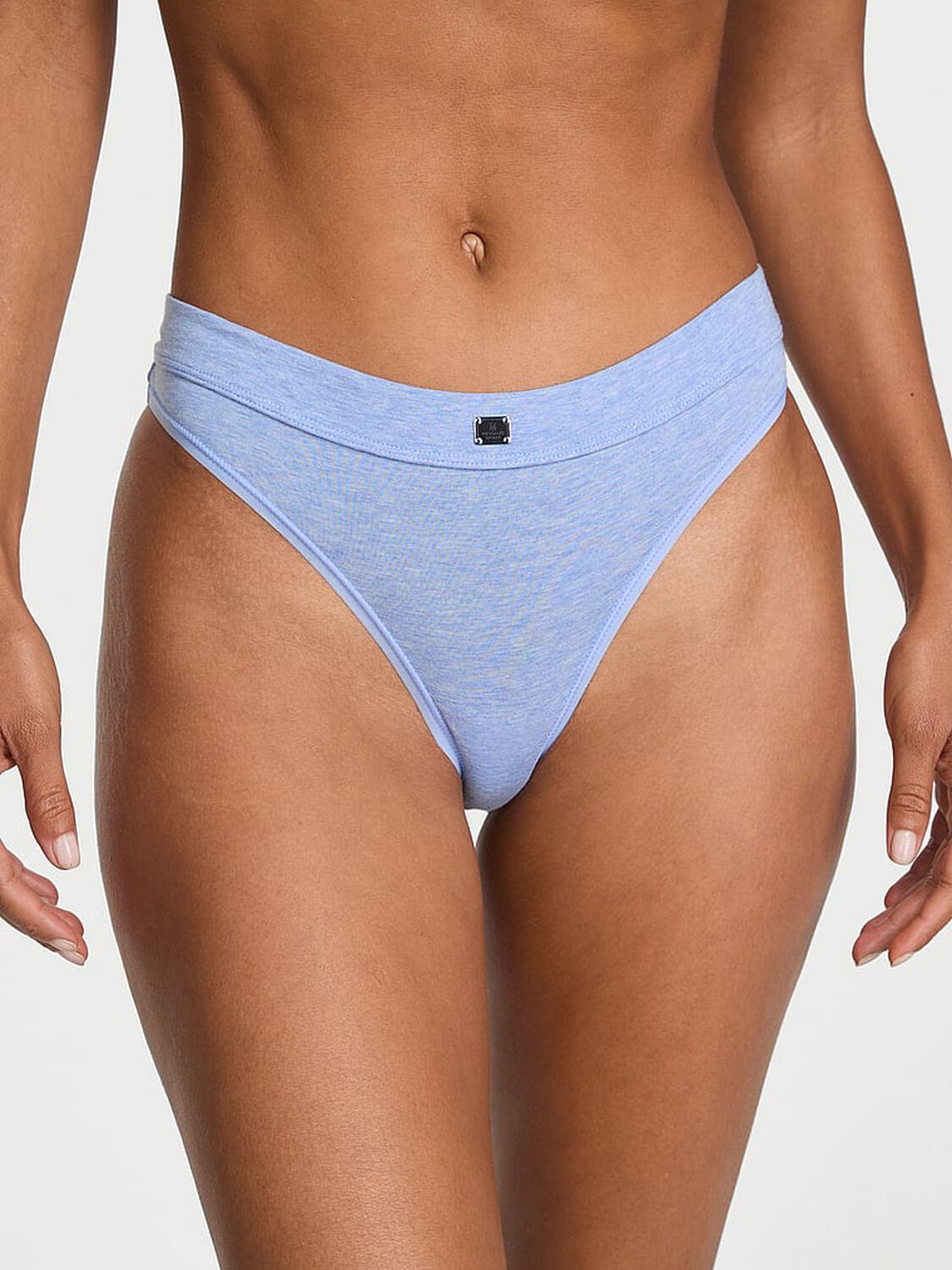 vs Cotton Logo Cotton Thong Panty Heather Cornflower Blue 1 of 2 