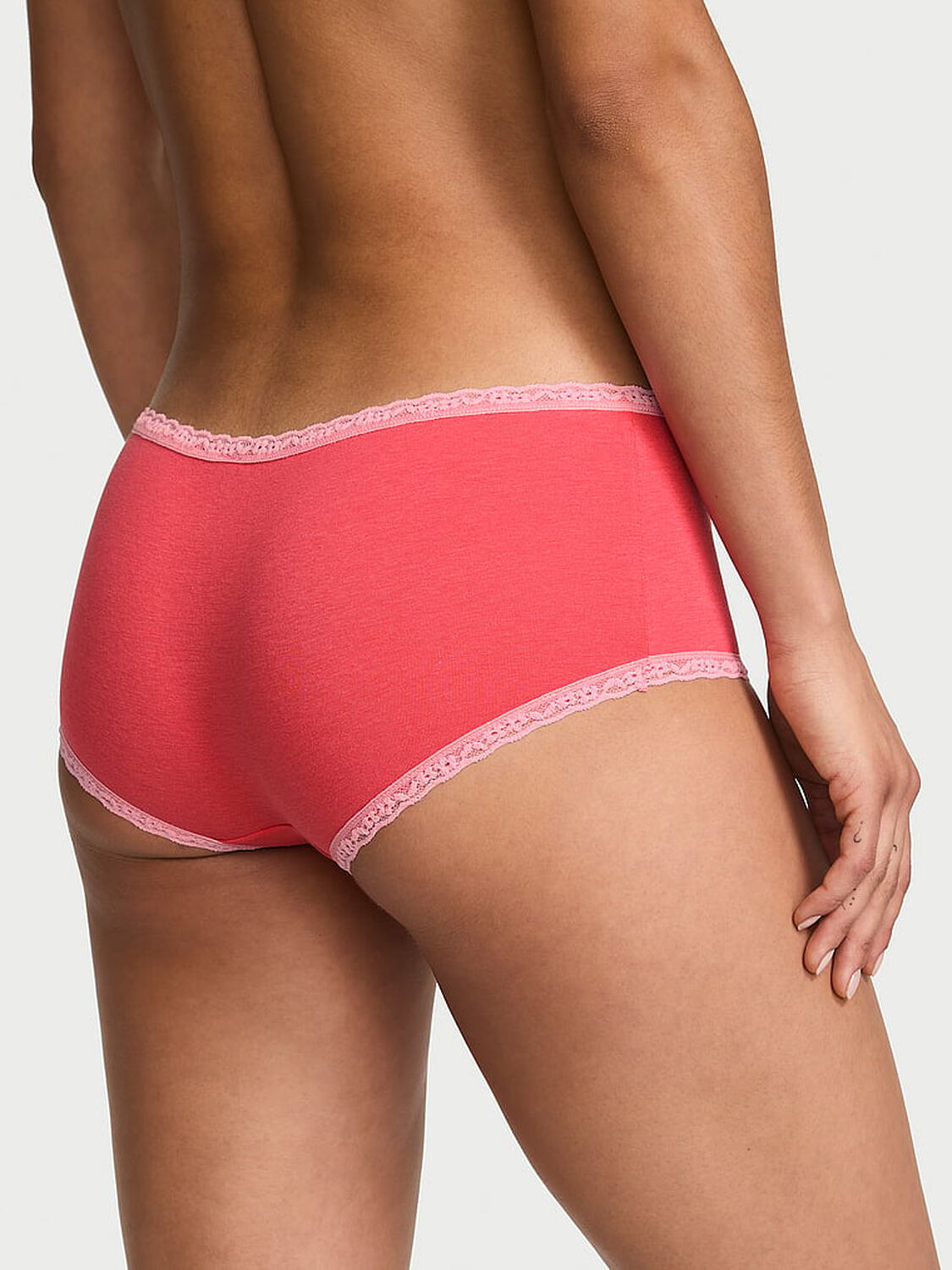vs Lace Trim Cotton Lace-Trim Boyshort Panty Wild Watermelon 2 of 3 