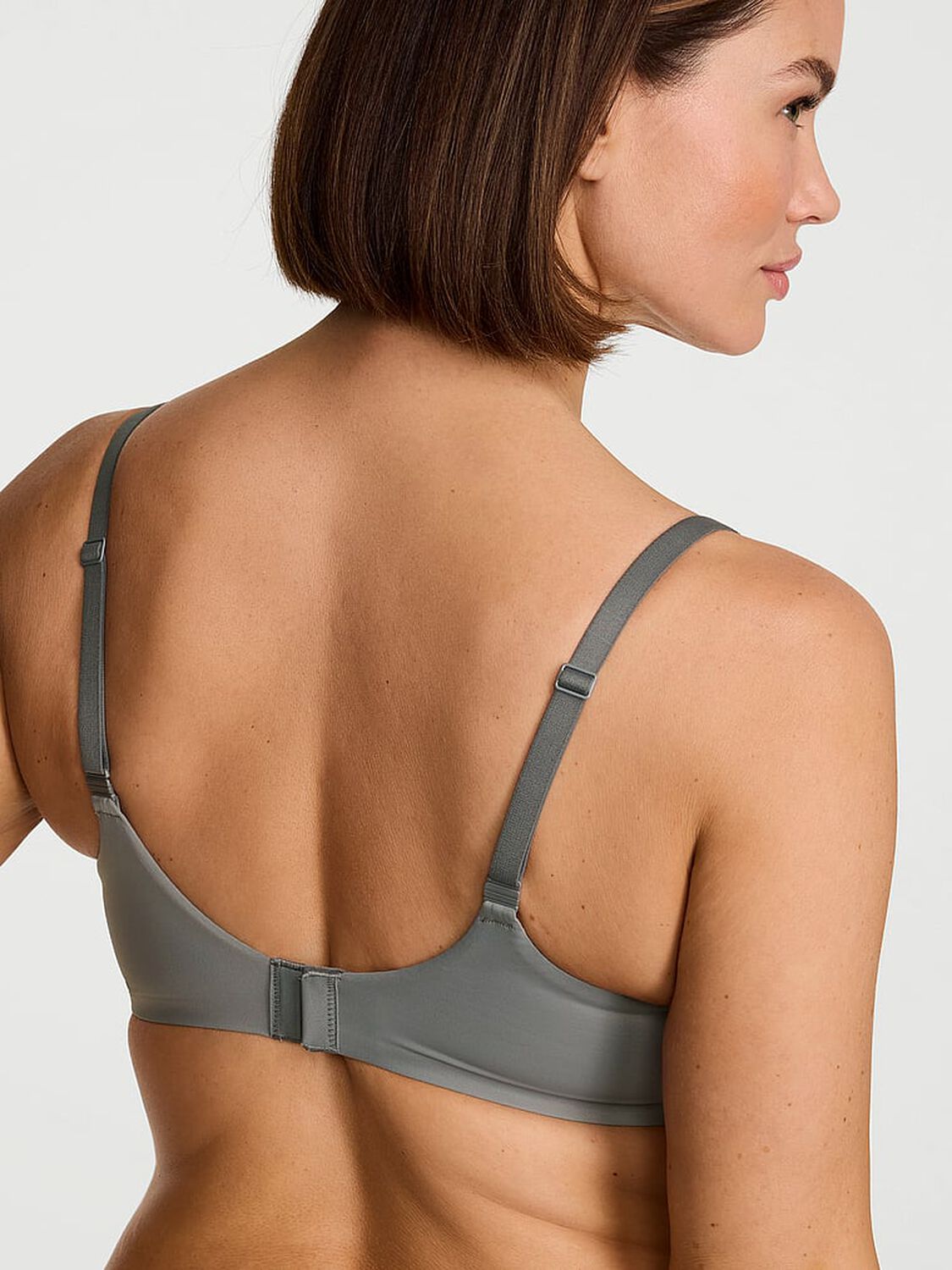 vs Body By Victoria FlexFactor Lightly Lined Plunge Demi Bra Steel Grey 2 of 3 