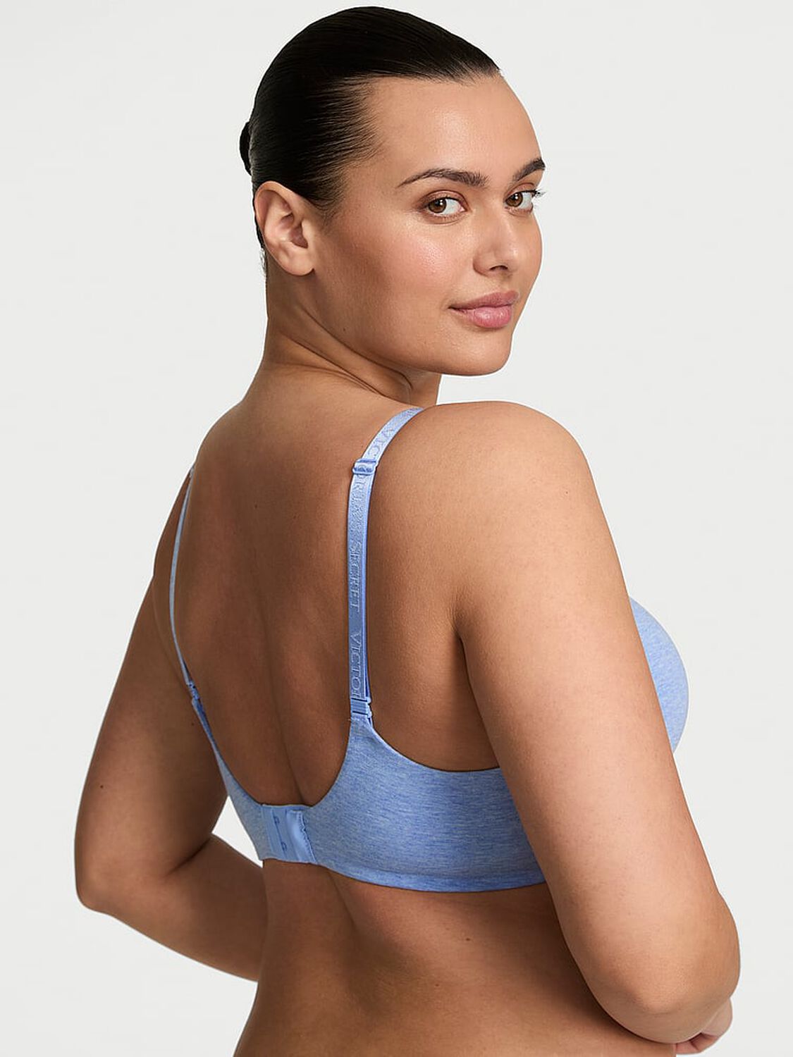 vs The T-Shirt Cotton Logo Hardware Perfect Shape Push-Up Bra Heather Cornflower 2 of 3 