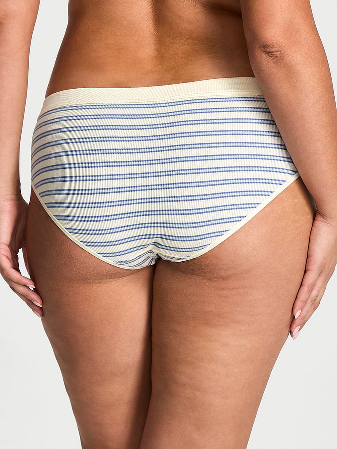 vs Cotton Cotton Rib Logo Hardware Hiphugger Panty Cream Stripe 2 of 2 