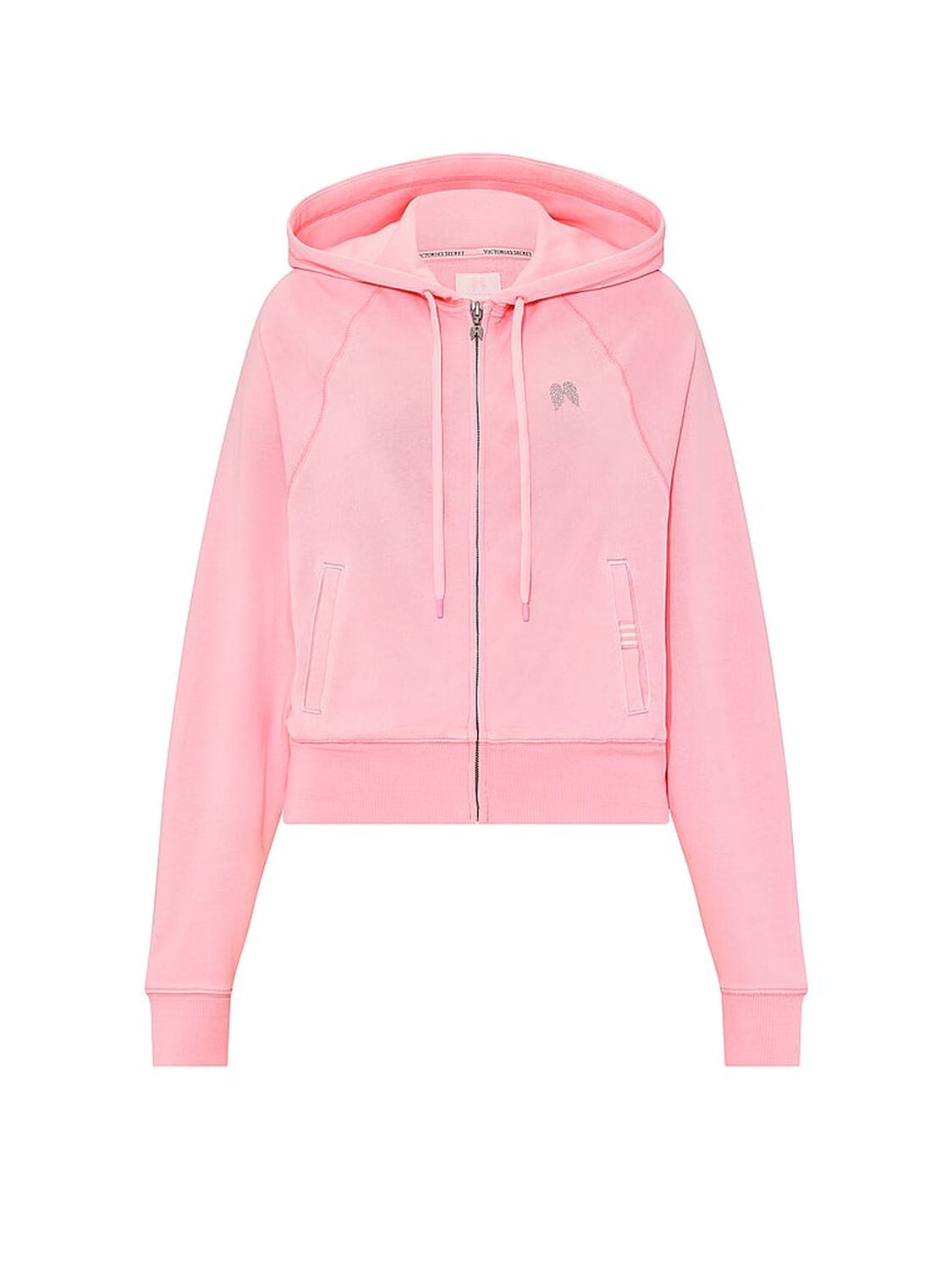 vs Angel Essentials Off-Duty Terry Crop Full-Zip Hoodie Washed Victoria Pink 3 of 4 