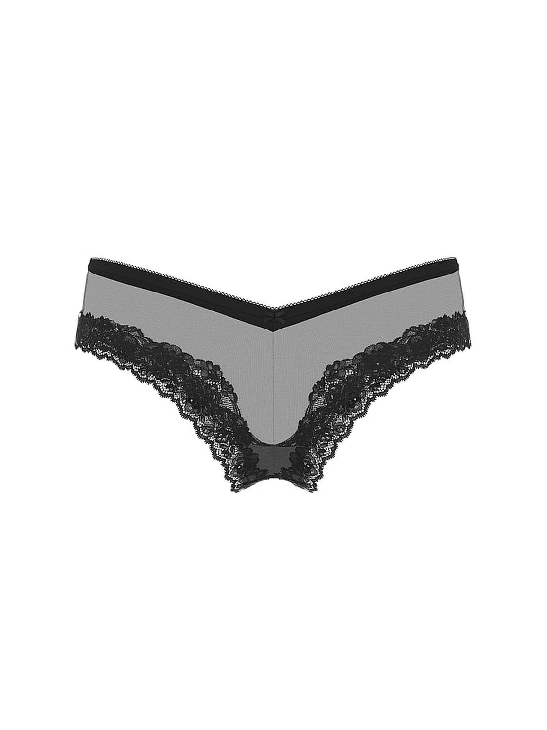vs Very Sexy Mesh Lace-Trim High-Leg Cheeky Panty Black 3 of 3 
