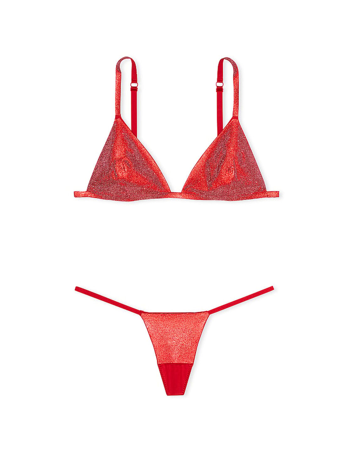 vs Very Sexy Shine Triangle Bralette & V-String Panty Set Lipstick 3 of 5 