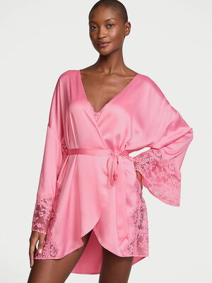 Victoria's Secret Dream Satin & Lace Trim Robe