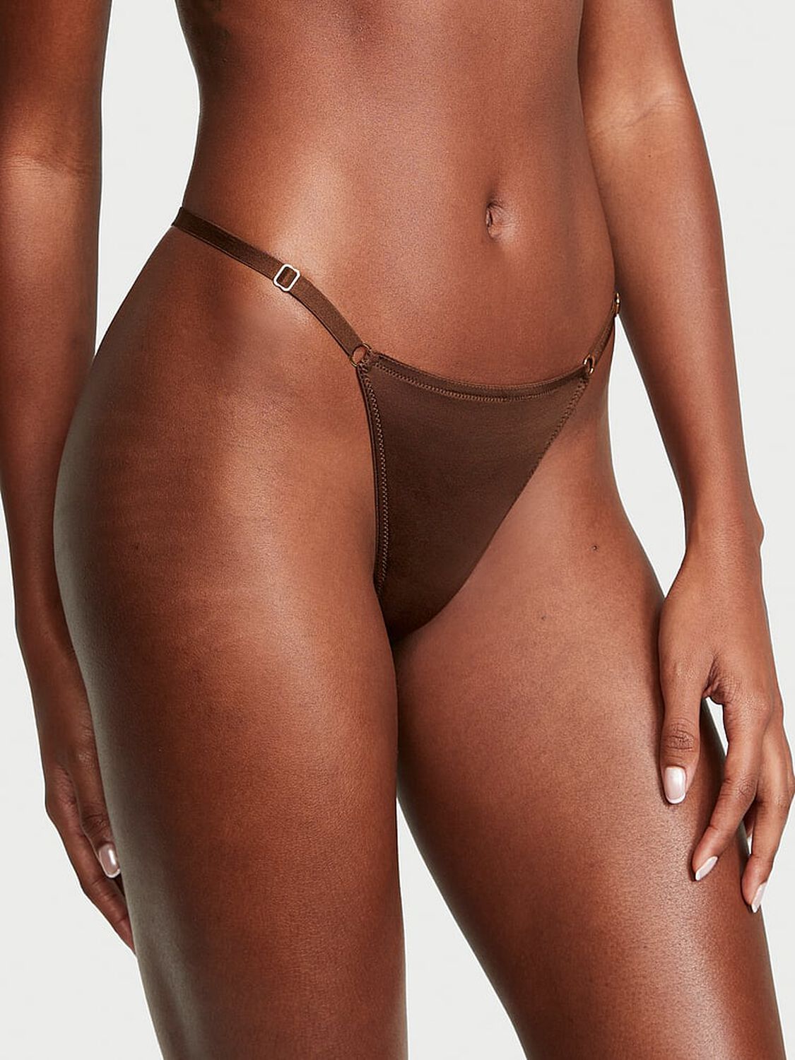 vs Very Sexy Hardware Adjustable V-String Panty Ganache 1 of 3 