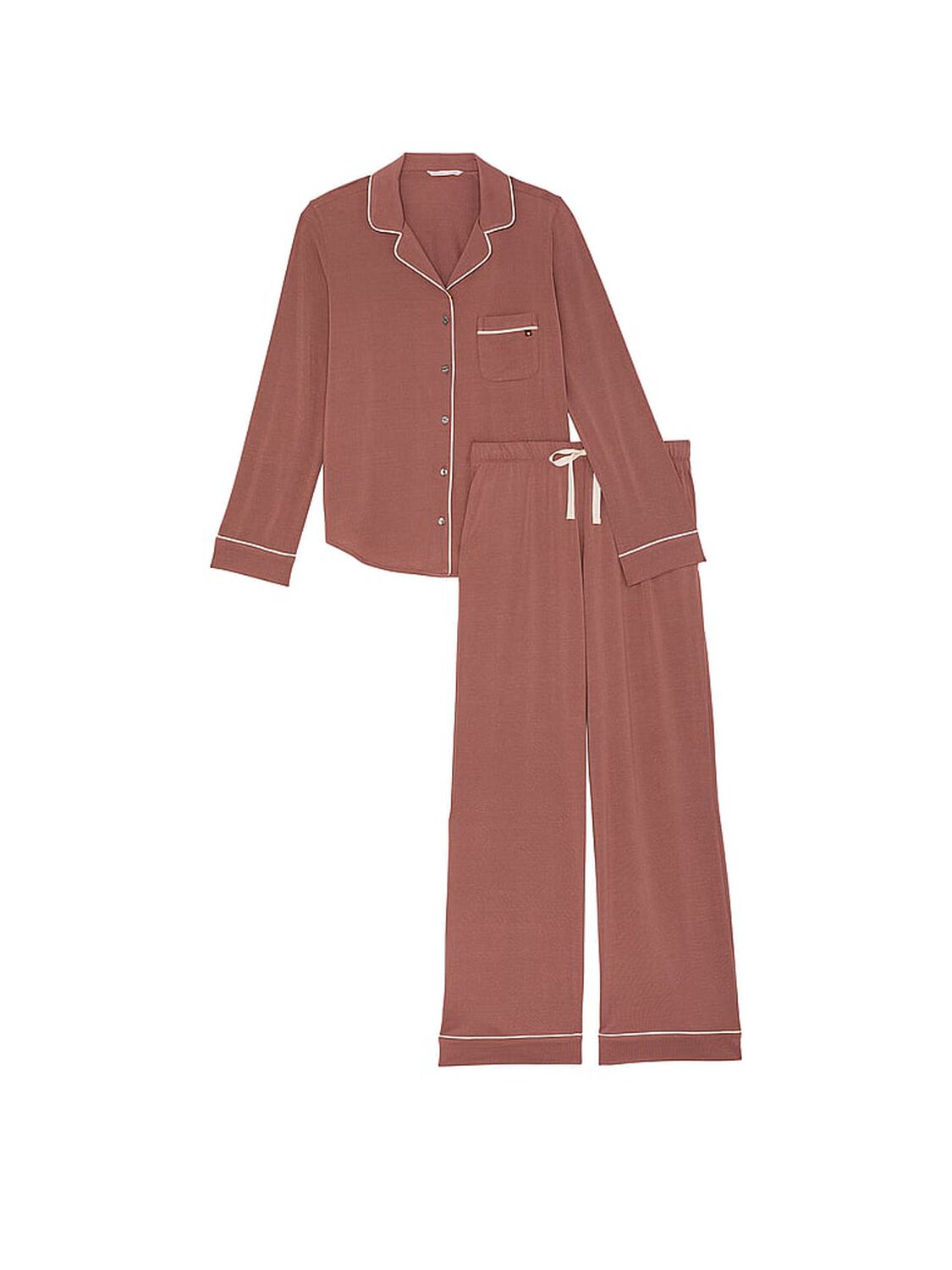 vs Victoria's Secret Modal Long Pajama Set Vintage Rose Lurex Stripe 3 of 4 