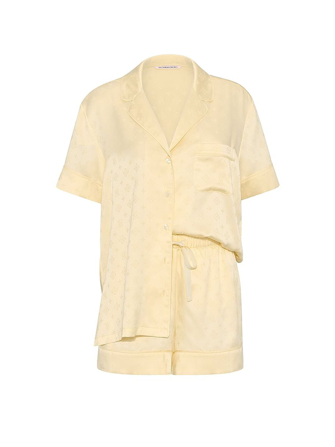 vs Victoria's Secret Glazed Satin Short Pajama Set Sunny Honey 3 of 4 