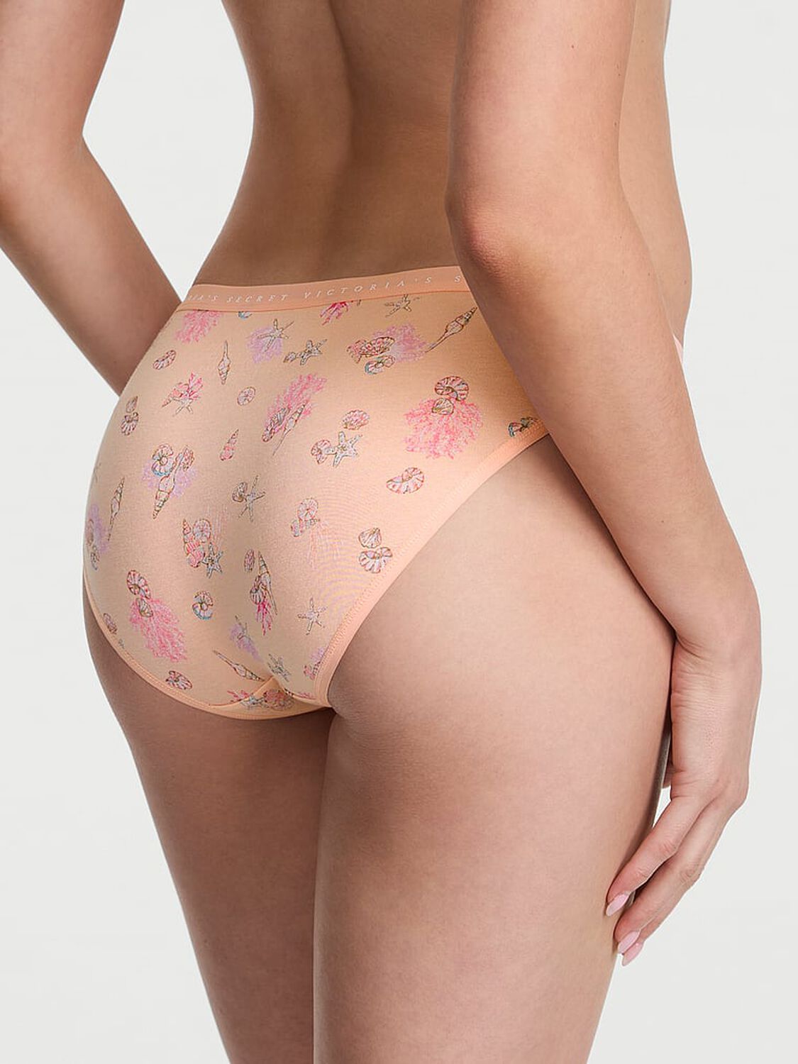 vs Victoria's Secret Body by Victoria Stretch Cotton Bikini Panty Peach Seashells 2 of 3 