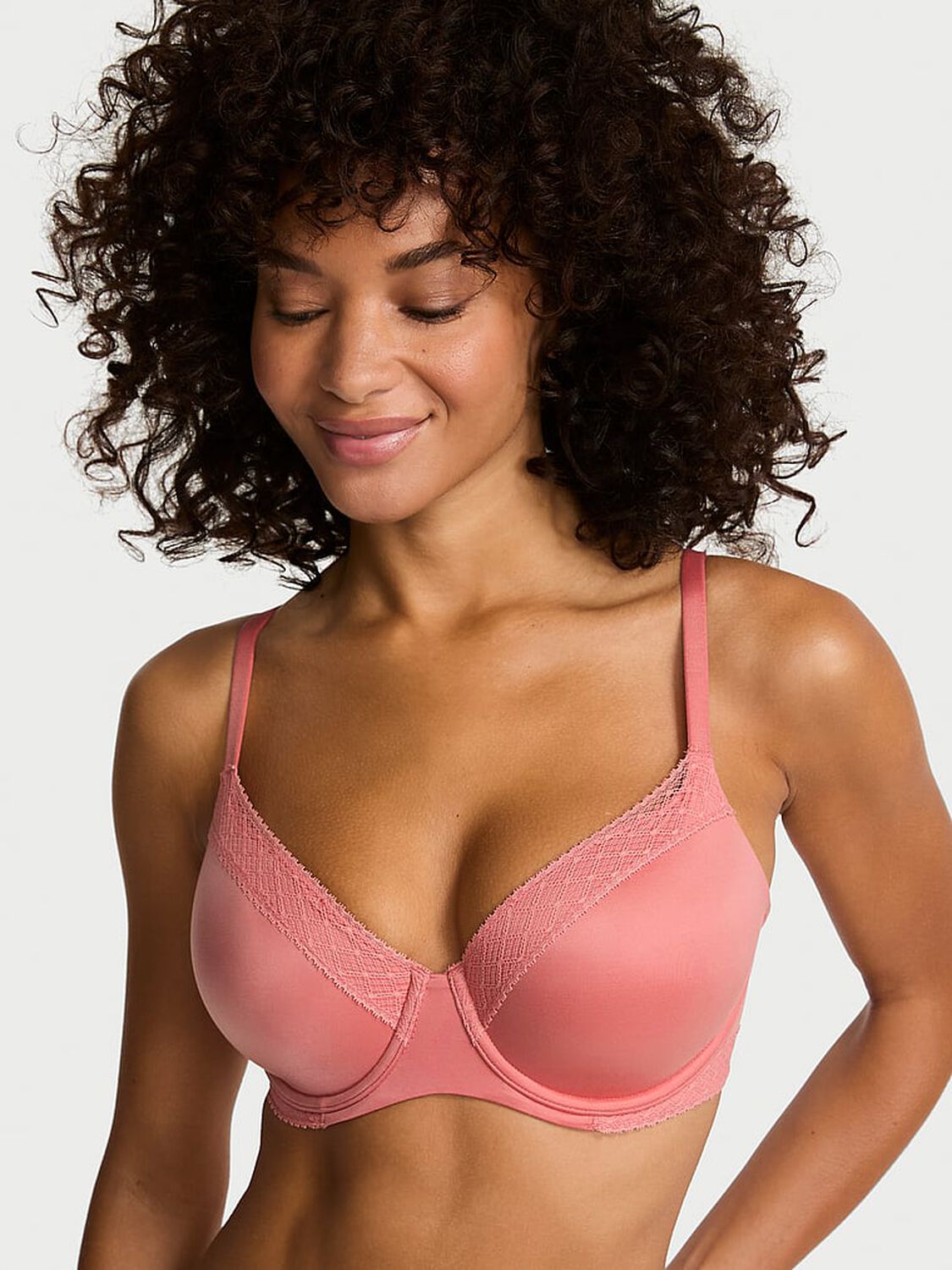 vs Body By Victoria Lace-Trim Lightly Lined Demi Bra Rose Dust 1 of 4 
