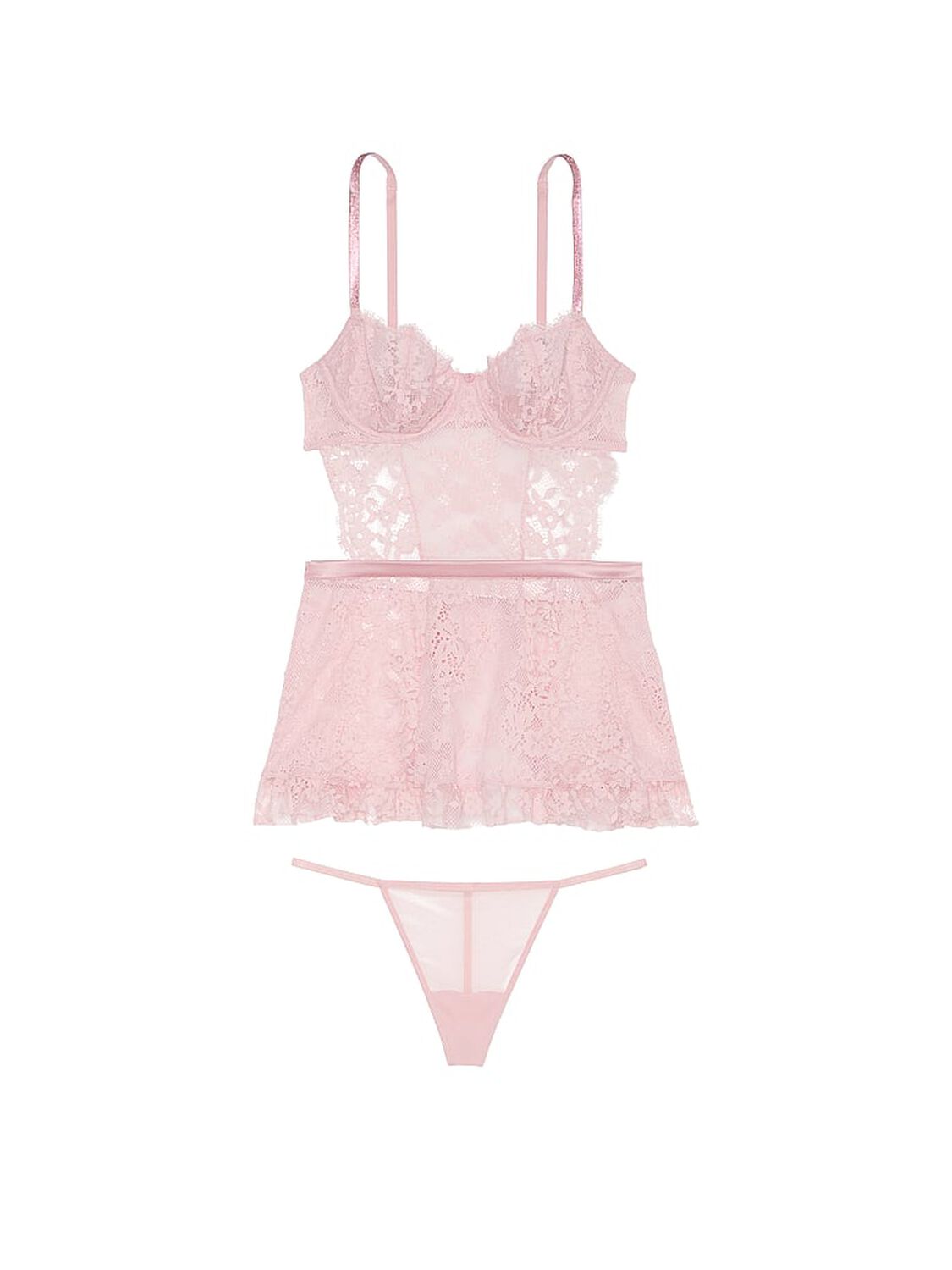 vs Very Sexy Twinkle Wicked Unlined Lace Apron Set 3 of 4 