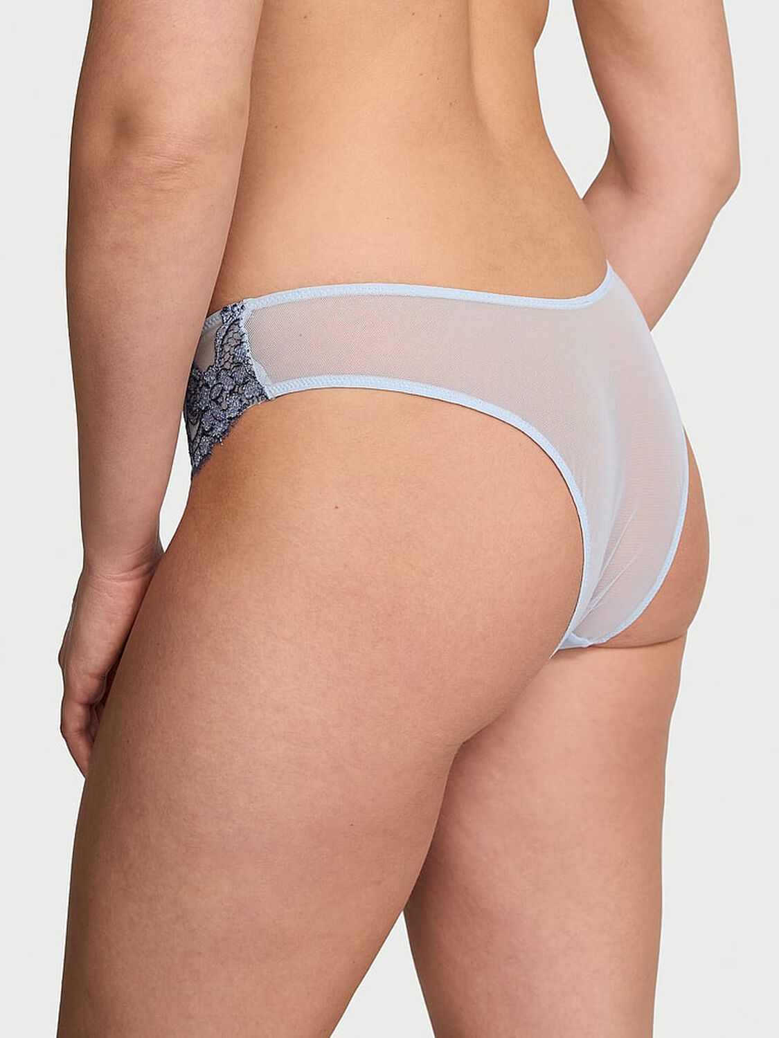 vs Dream Angels Boho Floral Embroidery Brazilian Panty Faded Denim 2 of 4 