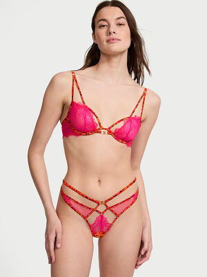 Unlined Tropical Satin Lace Low-Cut Demi Bra