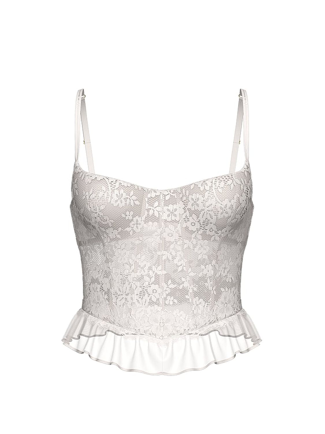 vs Dream Angels Dare to Dream Lace Ruffle Bra Top Coconut White 3 of 4 