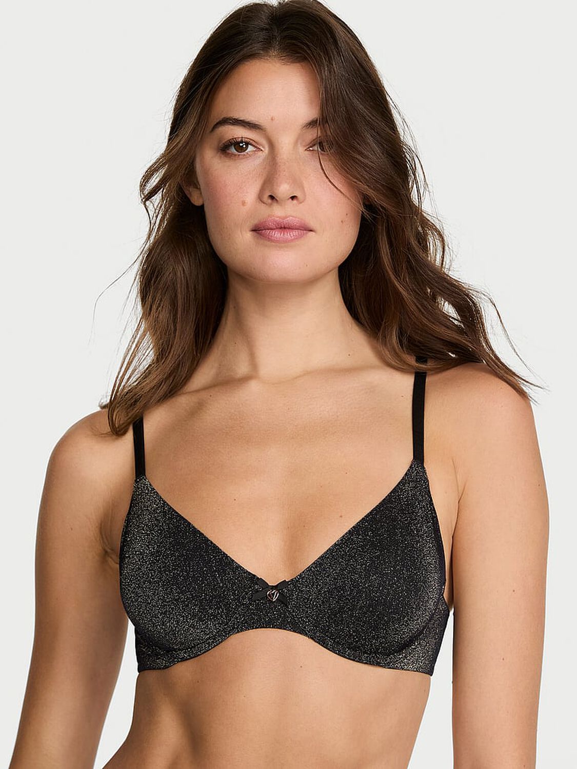 vs Body By Victoria Shimmer Invisible Lift Unlined Demi Bra Black 1 of 2 