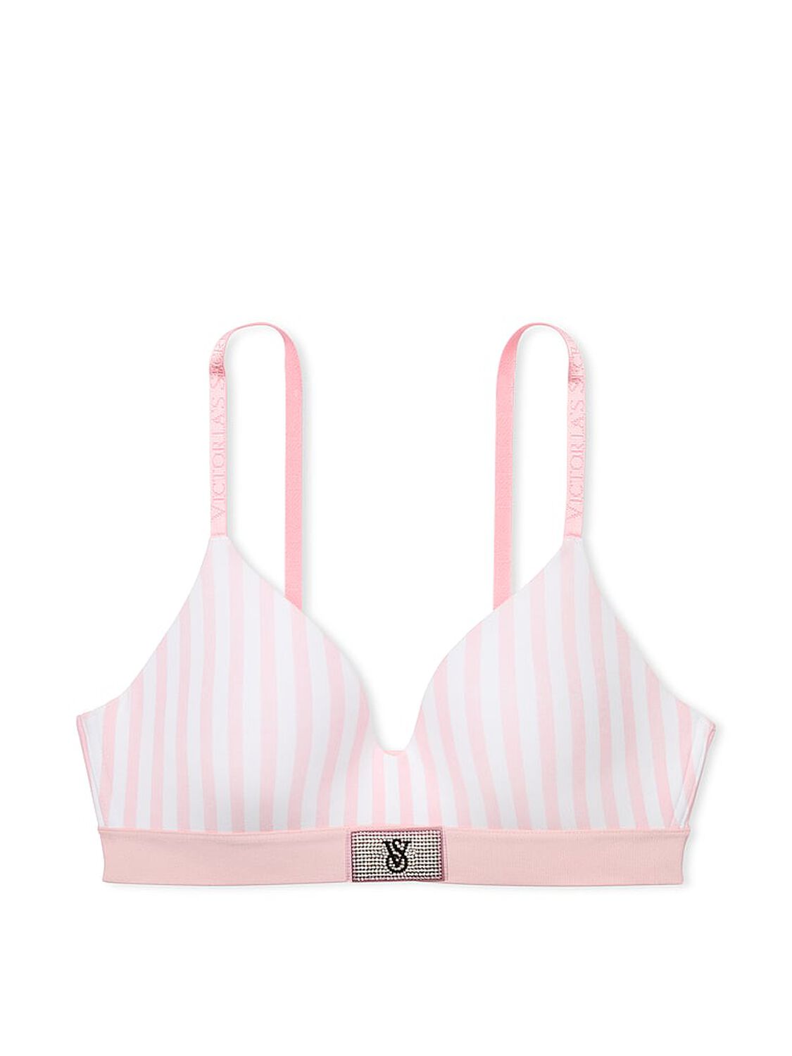 vs The T-Shirt Shine Patch Lightly Lined Wireless Bra Pink Stripes 3 of 3 