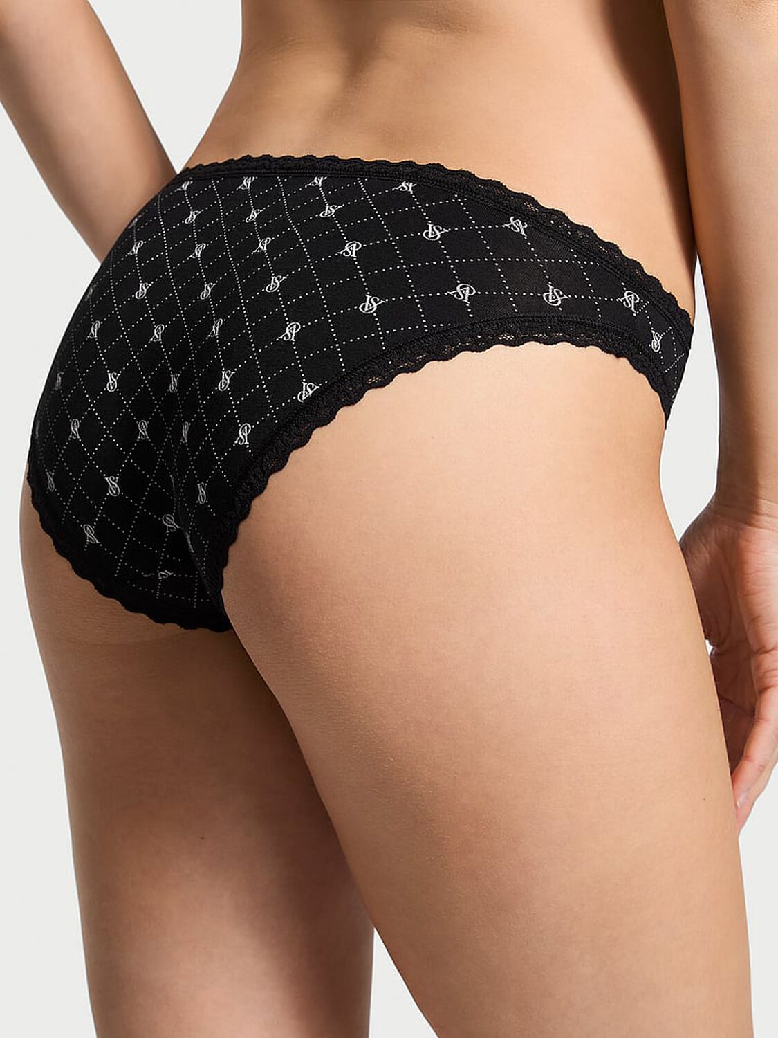 vs The Lacie Lace-Waist Bikini Panty Black Logo Diamond 2 of 3 