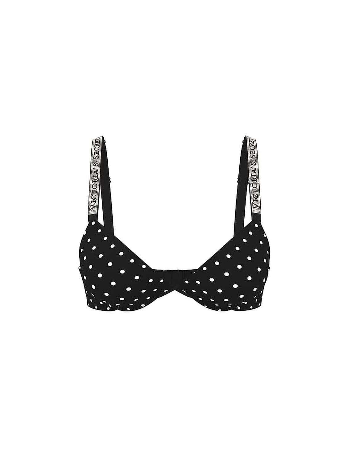 vs Very Sexy Bombshell Logo Shine Strap Add-2-Cups Push-Up Bra Black Dots 3 of 4 