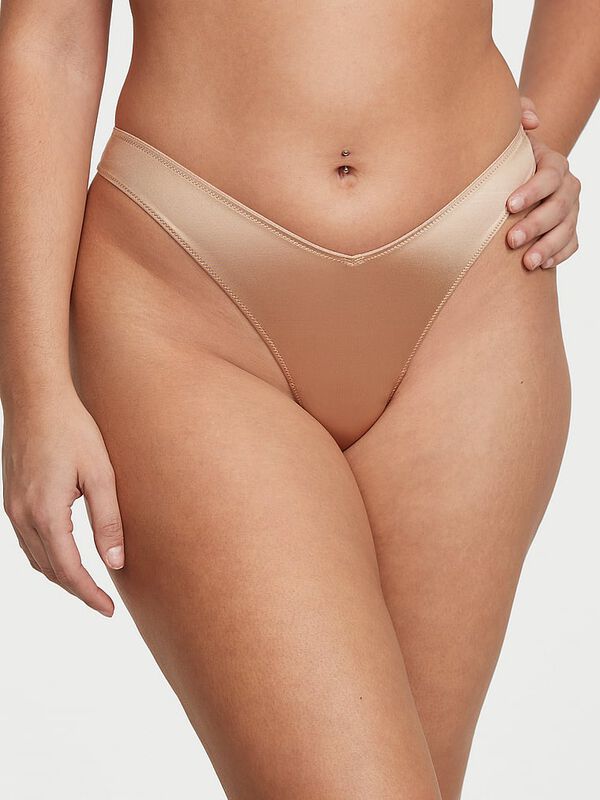 Smooth Strappy-Back High-Leg Thong Panty