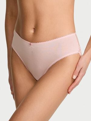 Stretch Cotton Heart Lace High-Leg Brief Panty