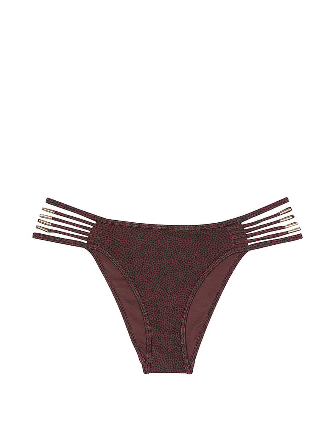 vs Victoria's Secret Swim VS Archives Strappy Hardware Brazilian Bikini Bottom Burgundy Dots 3 of 3 