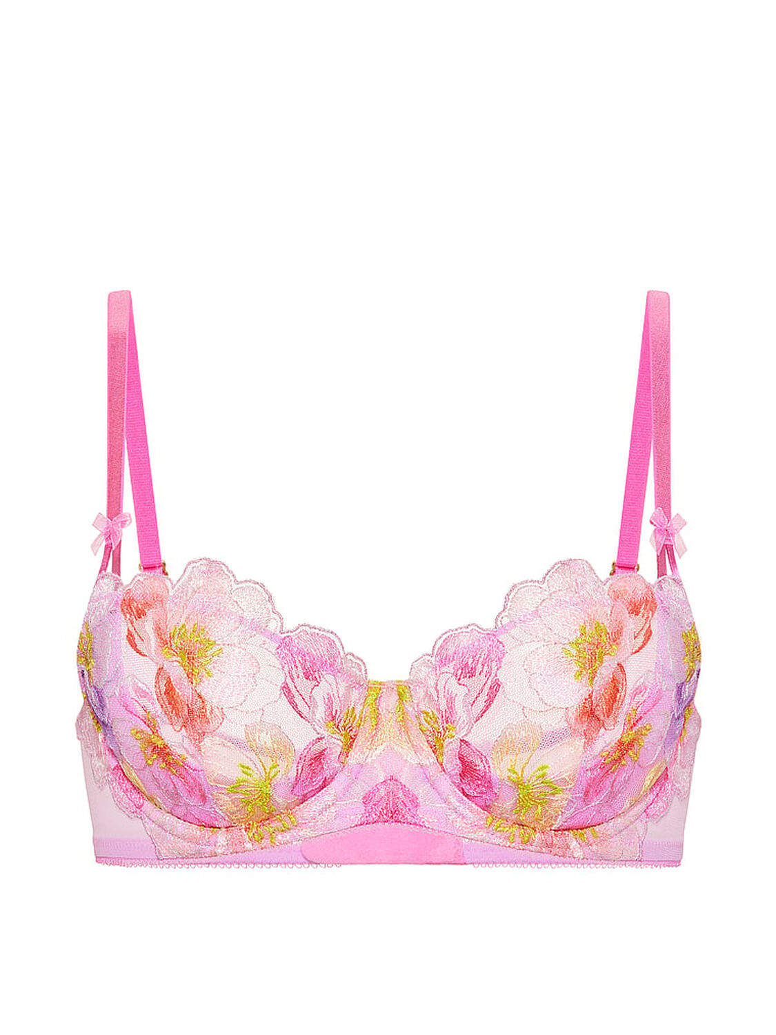 vs Dream Angels Wicked Unlined Watercolor Embroidery Balconette Bra Watercolor Pink 3 of 4 