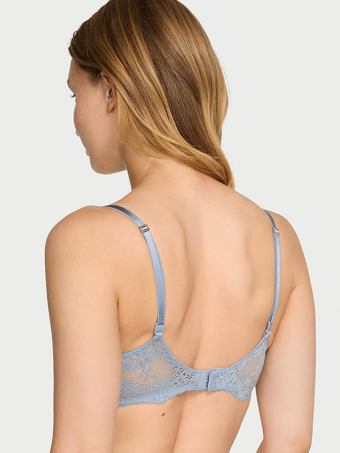 vs Dream Angels Wicked Unlined Lace Balconette Bra Blue Grey 2 of 3 
