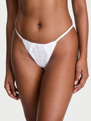 Stretch Cotton Eyelet V-String Panty