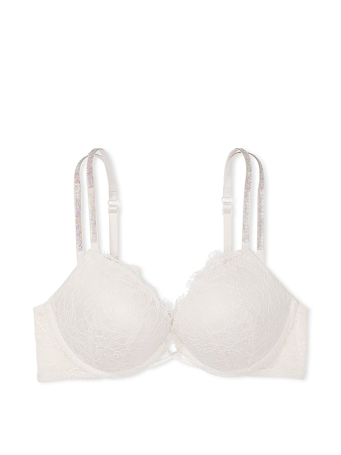 vs Very Sexy Bombshell Add-2-Cups Double Shine Strap Lace Push-Up Bra Coconut White 3 of 4 