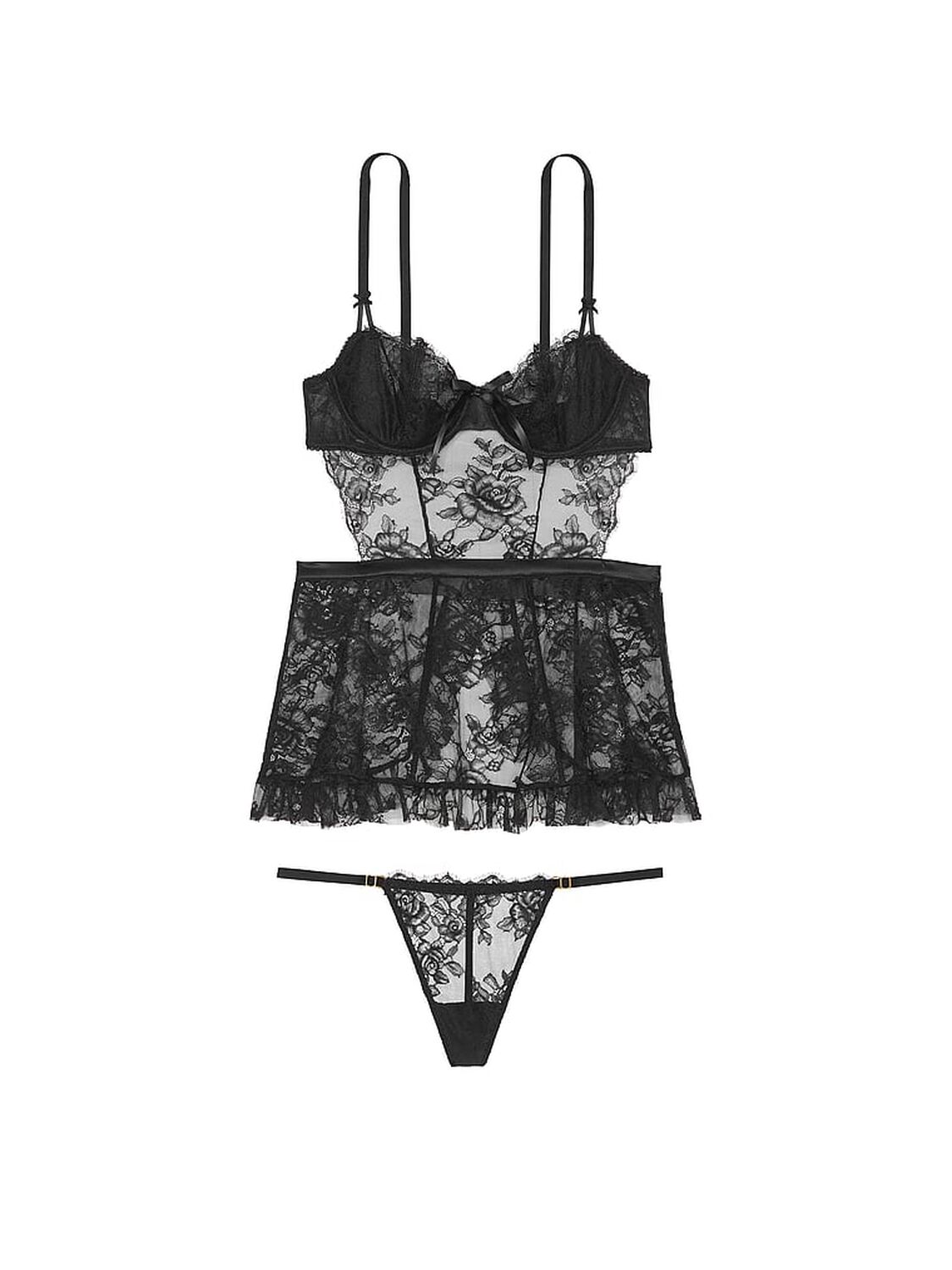 vs Very Sexy Wicked Unlined Rose Lace Apron Set 3 of 3 