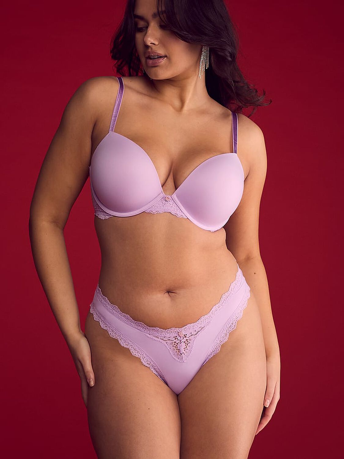 vs Dream Angels Smooth & Lace Push-Up Bra Silky Lilac 4 of 4 