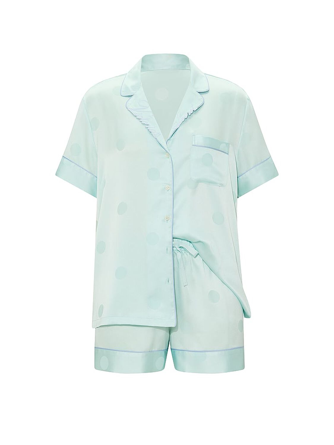 vs Victoria's Secret Signature Satin Short Pajama Set Yacht Blue 3 of 3 