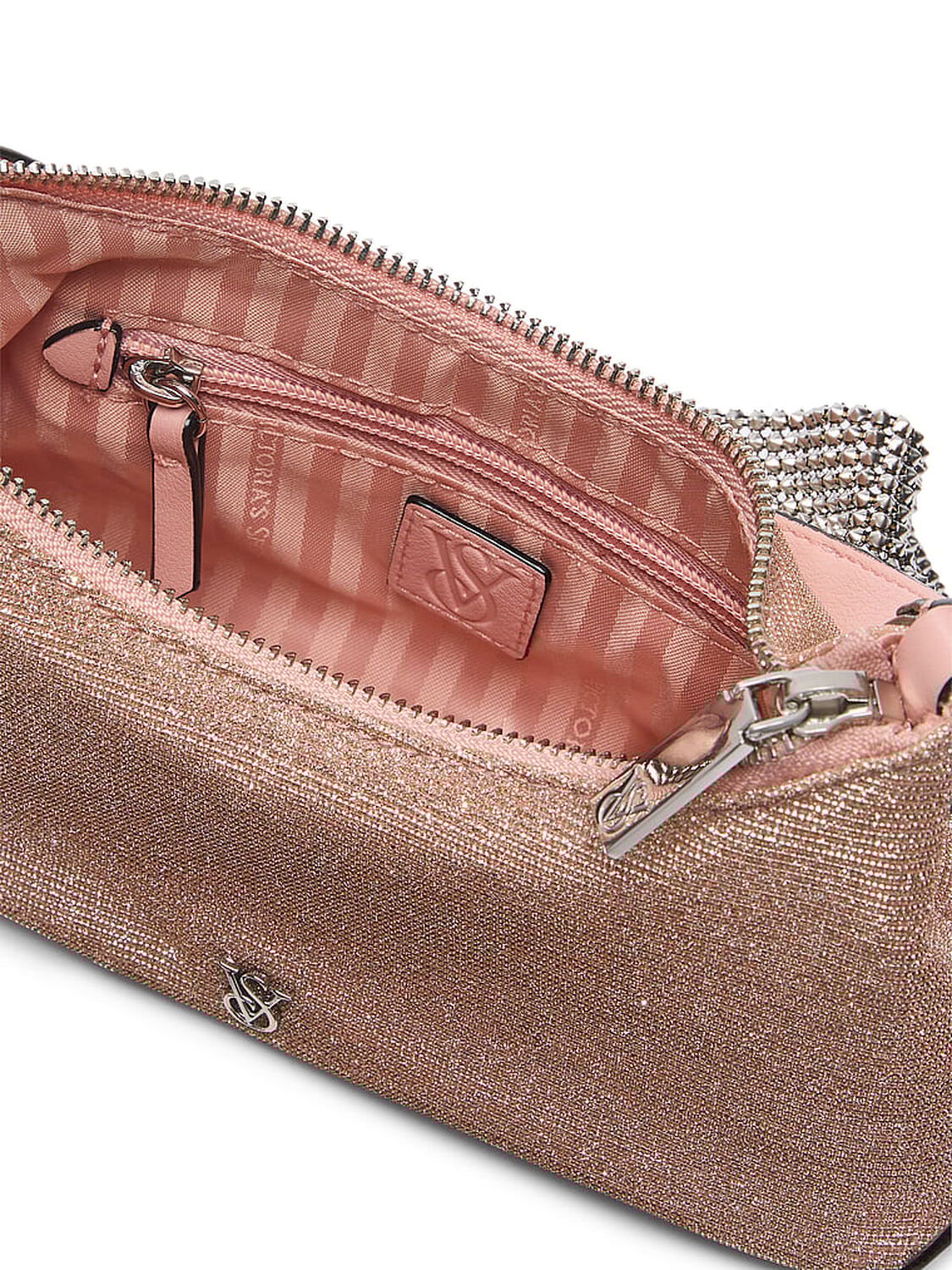 vs Victoria's Secret Mini Curve Bling Bow Bag Rose Gold Rhinestone 3 of 4