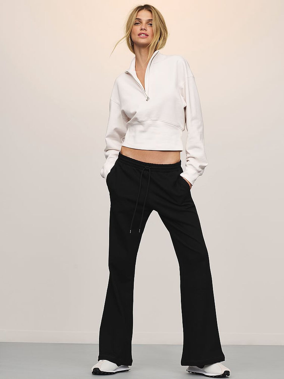 vs Angel Essentials Status Terry Fitted Half-Zip Sweatshirt Coconut White 3 of 3 