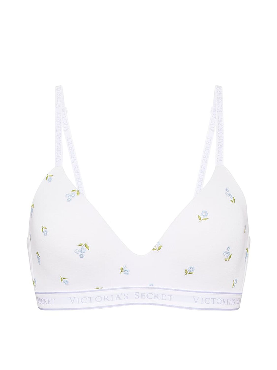 vs The T-Shirt Cotton Embroidered Lightly Lined Wireless Bra White Floral 3 of 4 